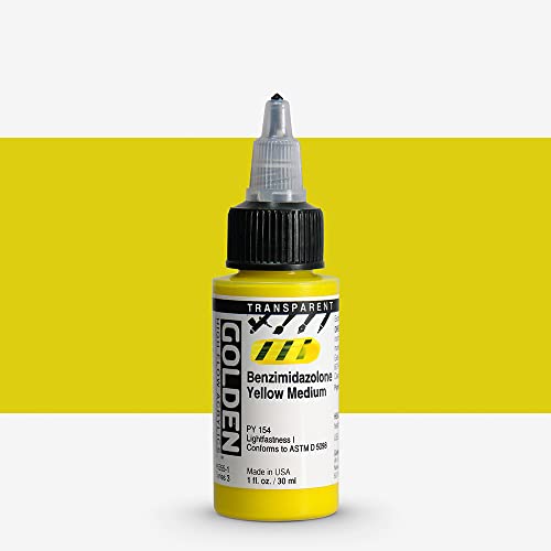 Load image into Gallery viewer, Golden Acrylic High Flow, 1 Ounce Bottle, Transparent Benzimidazolone Yellow Medium (8555-1)
