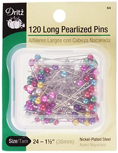 Load image into Gallery viewer, Dritz 64 Pearlized Pins, Long, 1-1/2-Inch (120-Count),Assorted
