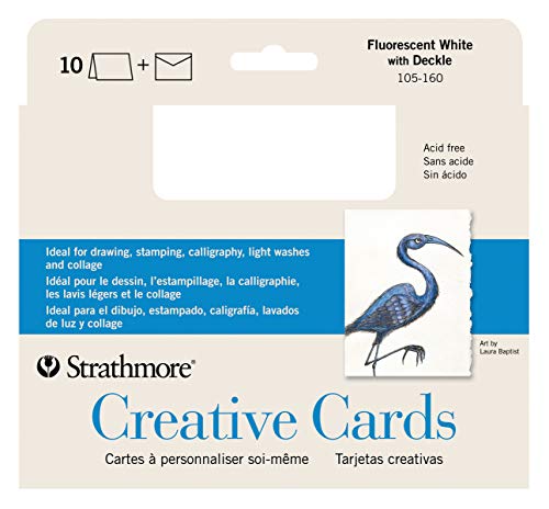 Load image into Gallery viewer, Strathmore Full Size Creative Cards, Fluorescent White/Deckle, 10 Cards &amp; Envelopes, 10 Cards &amp; Envelopes
