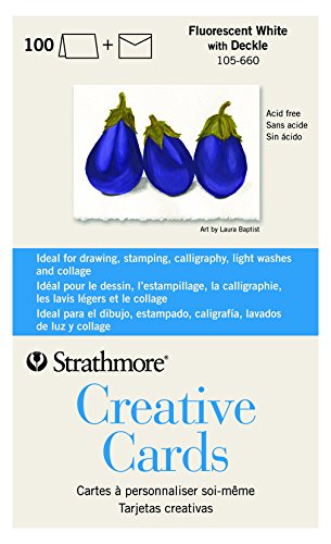 Load image into Gallery viewer, Strathmore 105-660-1 Creative Cards and Envelopes 5&quot; x 6.875&quot;, 100 Pack, Fluorescent White/Deckle
