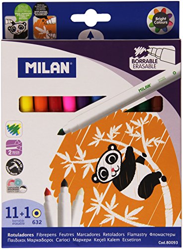 MILAN 80093 MILAN KIDS ERASABLE MARKER CONE TIPPED 12 COUNT