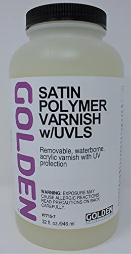 Load image into Gallery viewer, Golden Polymer Satin Varnish with UVLS - 32 oz Bottle
