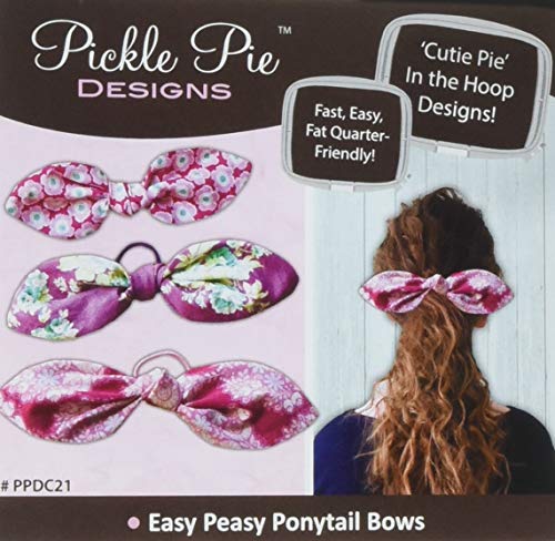 Load image into Gallery viewer, Pickle Pie Designs Easy Peasy Ponytail Bows Machine Embroidery Design CD Pattern
