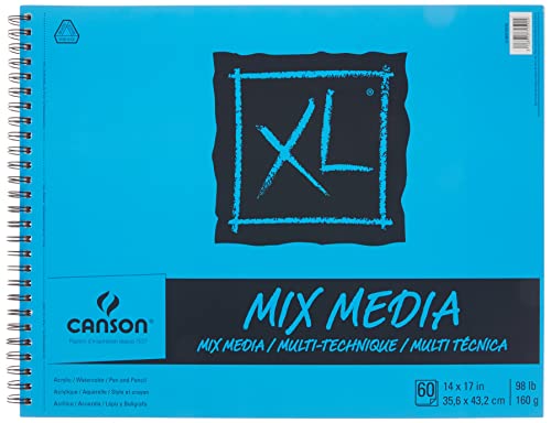 Load image into Gallery viewer, Canson XL Series Mix Paper Pad, Heavyweight, Fine Texture, Heavy Sizing for Wet and Dry Media, Side Wire Bound, 98 Pound, 14 x 17 in, 60 Sheets, 14&quot;X17&quot;, 0
