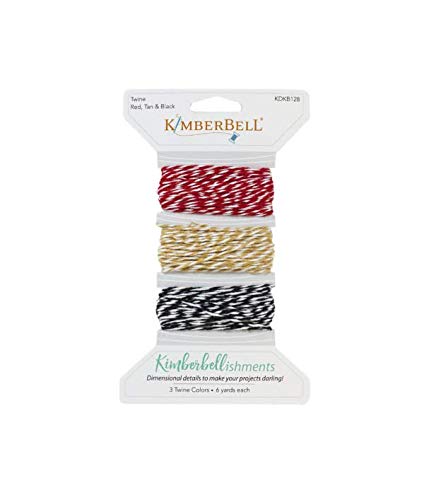 Load image into Gallery viewer, Kimberbell Embellishment Rick Rack Ribbon Set: Tan &amp; Black Twine, 3 Original Patterns, Synthetic, Iron-Friendly &amp; Machine Washable, Pair with Featured Quilts &amp; Bench Pillows
