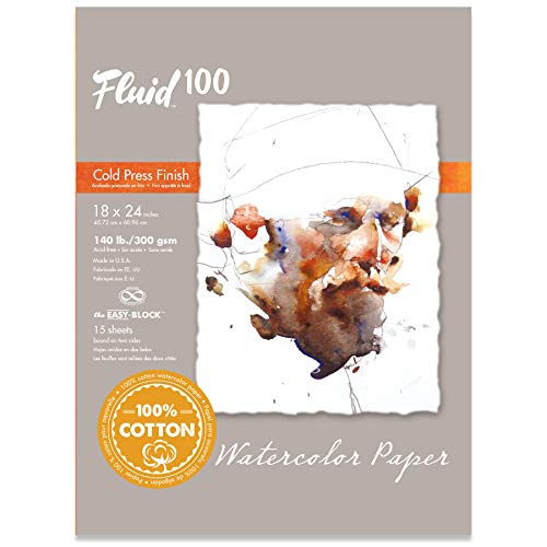 Load image into Gallery viewer, Fluid 100 Watercolor Paper 811236 140LB 100% Cotton Cold Press 18 x 24 Block, 15 Sheets
