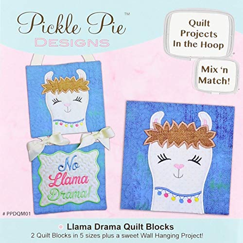 Pickle Pie Designs Llama Drama Mix N Match Quilt Blocks Machine Embroidery Design CD Pattern