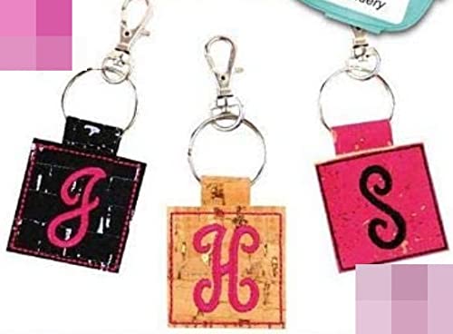 Square Monogrammed Key Fobs ITH