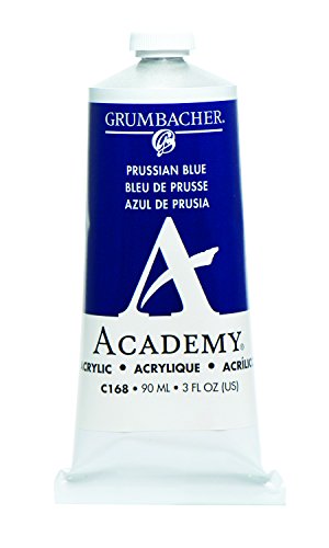 Grumbacher Academy Acrylic Paint, 90ml/3 oz Metal Tube, Prussian Blue