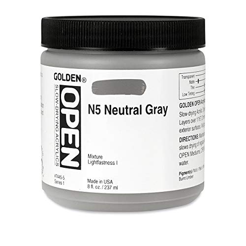 Load image into Gallery viewer, Golden OPEN Acrylic Colors neutral gray N5 8 oz. jar
