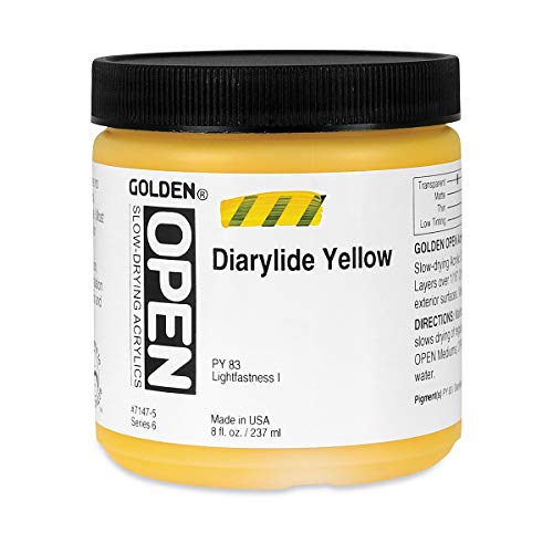 Load image into Gallery viewer, Golden OPEN Acrylic Colors diarylide yellow 8 oz. jar
