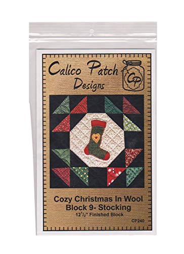 Load image into Gallery viewer, Calico Patch Designs Quilt Block Pattern, 12.5&quot; Finished Size, Cozy Christmas in Wool Series Block #9 - Stocking
