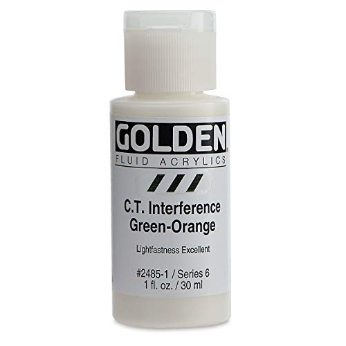 Load image into Gallery viewer, Golden Fluid Interference Acrylics - C.T. Interference Green-Orange - 1 oz Bottle
