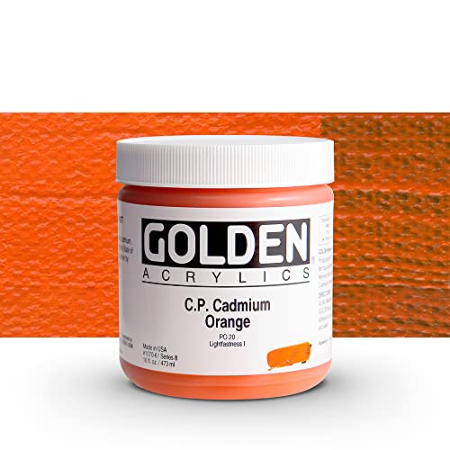 Load image into Gallery viewer, Golden Artist Acrylic, 16 Ounce jar, Cadmium Orange (1070-6)
