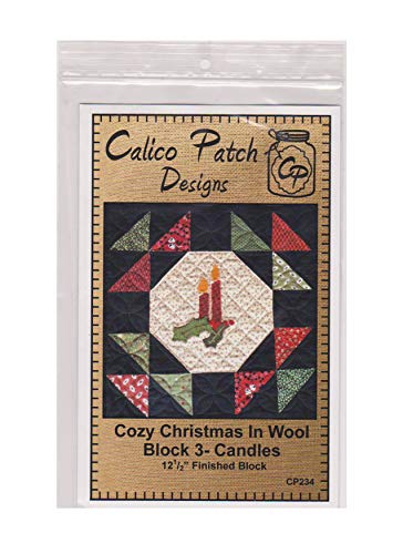 Load image into Gallery viewer, Calico Patch Designs Quilt Block Pattern, 12.5&quot; Finished Size, Cozy Christmas in Wool Series Block #3 - Candles
