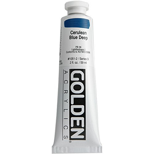 Load image into Gallery viewer, Golden Heavy Body Acrylic Paint, 2-Ounce, Cerulean Blue Deep
