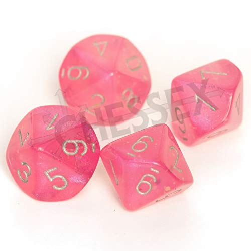 Load image into Gallery viewer, Borealis Pink/Silver Luminary Set of Ten d10s
