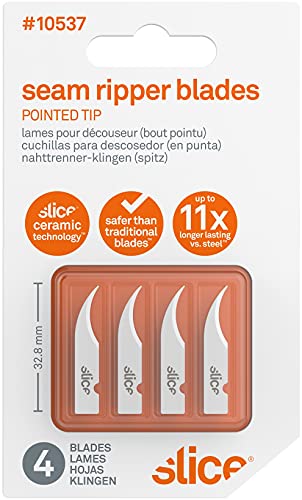 Load image into Gallery viewer, Slice Safety, Never Rusts Finger-Friendly Blade Lasts up to 11x Longer Than Steel, Pointed Tip, Fits in Seam Rippers and Craft Handles, 4 Pack
