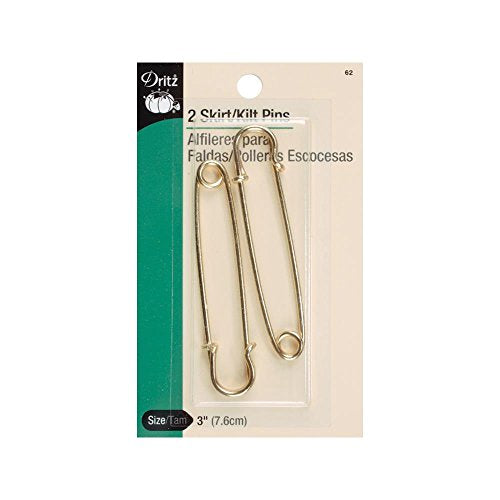 Load image into Gallery viewer, Dritz 62 Skirt/Kilt Pins, Brass Finish, 3-Inch (2-Count)
