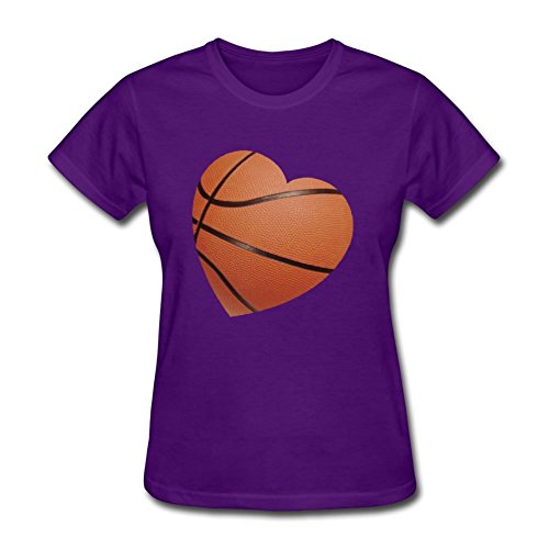 Load image into Gallery viewer, RamiCas Women Top Clothing Casual Got_Heart_Basketball_no_Words Printed Small with Organic Cotton Purple
