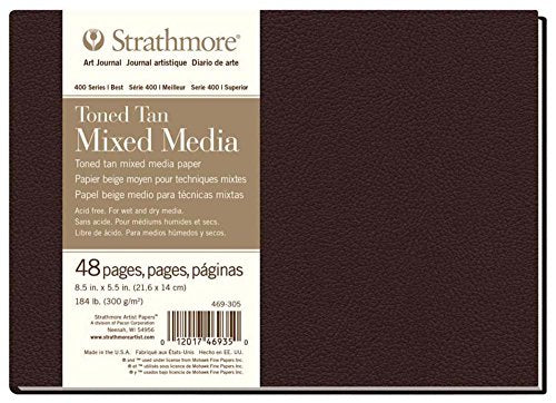 Load image into Gallery viewer, Strathmore 469-305 Hardbound Mixed Media Art Journal, 8.5&quot; x 5.5&quot;, Toned Tan, 48 Pages
