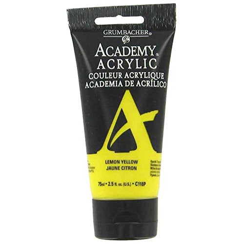 Load image into Gallery viewer, Grumbacher Academy Acrylic Paint, 75ml/2.5 Ounce Plastic Tube, Lemon Yellow (C118P)
