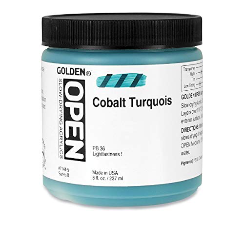 Load image into Gallery viewer, Golden OPEN Acrylic Colors cobalt turquoise 8 oz. jar
