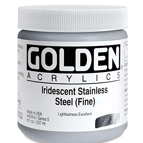 Load image into Gallery viewer, Golden Heavy Body Iridescent Acrylics - Iridescent Stainless Steel Fine 8oz jar
