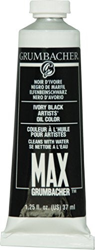 Load image into Gallery viewer, Grumbacher Max Water Miscible Oil Paint, 37ml/1.25 oz, Ivory Black
