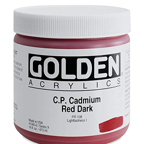 Load image into Gallery viewer, Golden Heavy Body Acrylic - C.P. Cadmium Red Dark - 16oz Jar
