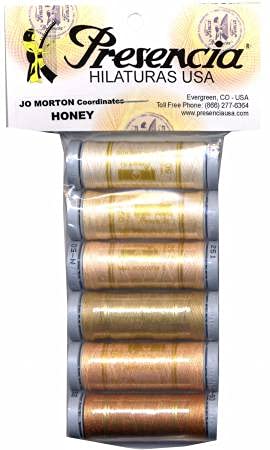 Load image into Gallery viewer, Presencia Jo Morton Honey (Warm Neutrals) 50wt Cotton Thread Sampler Pack - 6 Spools,109 Yards Each
