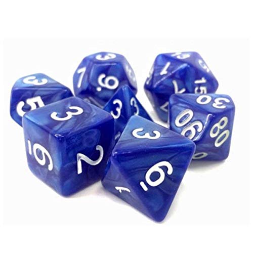 Tasty Minstrel Games TTTD2004 Sigil of Faith Pearl Opaque Dice with Numbers44; Blue & White - Set of 7