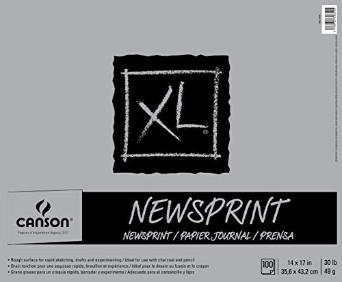 Load image into Gallery viewer, Canson XL Series Newsprint Paper Pad, for Charcoal and Pencil, Fold Over, 30 Pound, 14 x 17 Inch, 100 Sheets, 14&quot; x 17&quot;, 0
