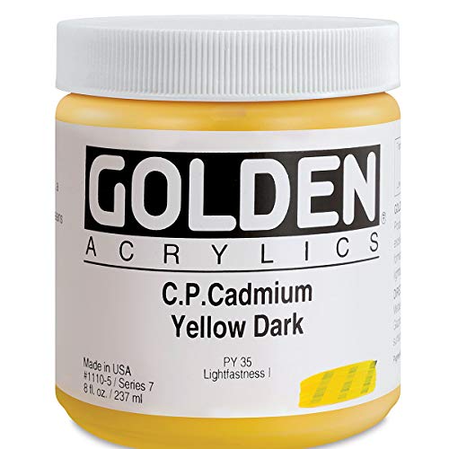 Load image into Gallery viewer, Golden Heavy Body Acrylic - C.P. Cadmium Yellow Dark 8oz jar
