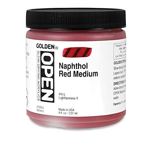 Load image into Gallery viewer, Golden OPEN Acrylic Colors naphthol red medium 8 oz. jar
