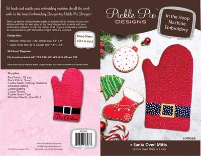 Santa Oven Mitts ITH Embroidery Design Set