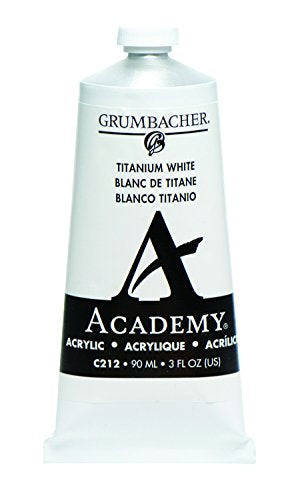 Load image into Gallery viewer, Grumbacher C212 Academy Acrylic Paint, 90ml/3 oz Metal Tube, Titanium White
