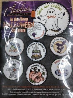 Load image into Gallery viewer, Claudia&#39;s Creations In the Hoop Halloween Coasters Pattern
