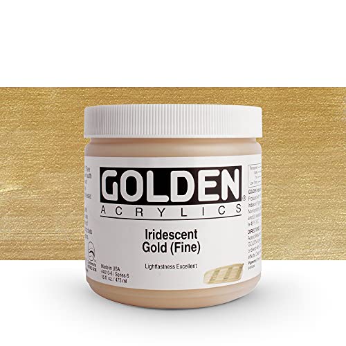 Load image into Gallery viewer, Golden Heavy Body Iridescent Acrylics - Iridescent Gold Fine - 16oz Jar
