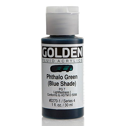 Load image into Gallery viewer, Golden Fluid Acrylic, 1 Ounce Bottle, Phthalo Green, Blue Shade (2270-1)
