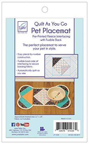 Load image into Gallery viewer, June Tailor Quilt As You Go Pet Placemat for Smaller Dogs, Measures 12&quot; x 20&quot; When Finished. Fusible Backing for Easy Assembly, White (JT-1438)
