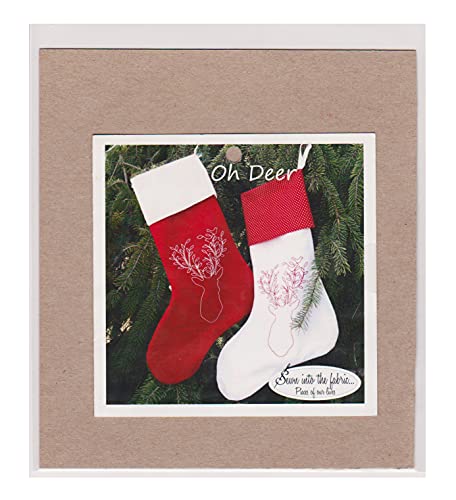 Load image into Gallery viewer, Sewn Into The Fabric Pattern Card for &#39;Oh Deer&#39; Embroidered Christmas Stocking (18&quot; Long) SITF11
