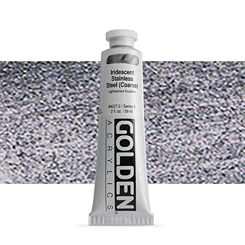 Load image into Gallery viewer, 2 Oz Heavy Body Iridescent Color Acrylic Paint Color: Stainles Steel (Coarse)
