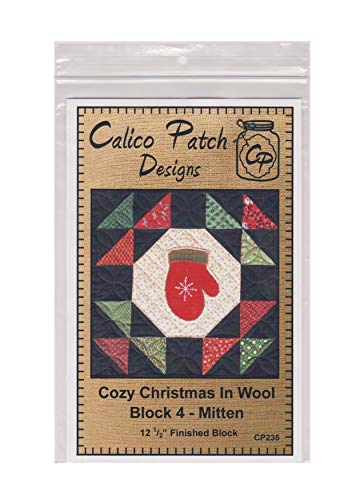 Load image into Gallery viewer, Calico Patch Designs Quilt Block Pattern, 12.5&quot; Finished Size, Cozy Christmas in Wool Series Block #4 - Mitten
