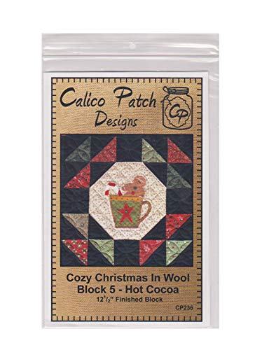 Load image into Gallery viewer, Calico Patch Designs Quilt Block Pattern, 12.5&quot; Finished Size, Cozy Christmas in Wool Series Block #5 - Hot Cocoa
