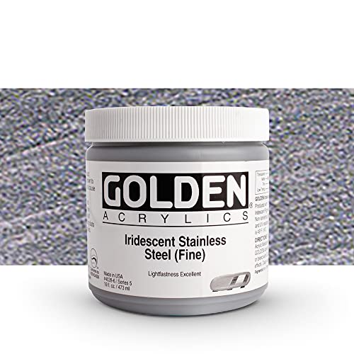 Load image into Gallery viewer, Golden Heavy Body Iridescent Acrylics - Iridescent Stainless Steel Fine - 16oz Jar
