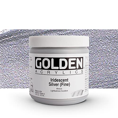 Load image into Gallery viewer, Golden Heavy Body Iridescent Acrylics - Iridescent Silver Fine 16oz jar
