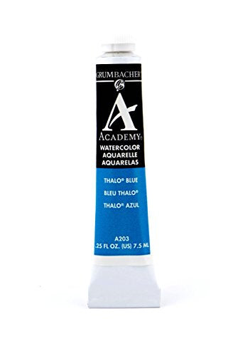 Load image into Gallery viewer, Grumbacher Academy Watercolor Paint, 7.5ml/0.25 Ounce, Thalo Blue (A203)
