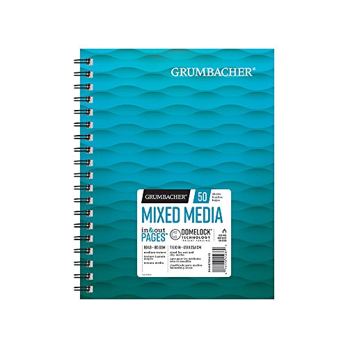 Load image into Gallery viewer, GRUMBACHER Mixed Media Paper Pad with In and Out Pages, Side Wired, 90 lb./185 GSM, 7” x 10”, 50 White Sheets/Pad (26460700613)
