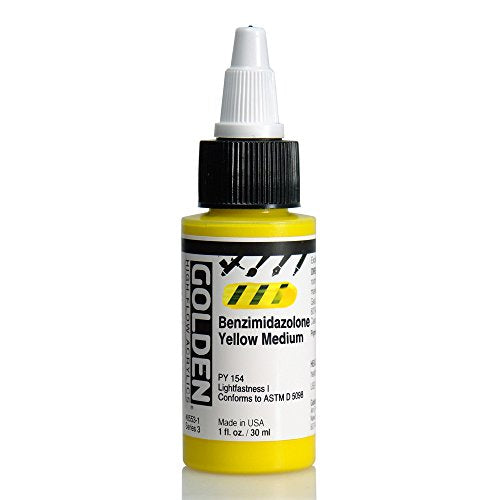 Load image into Gallery viewer, Golden Acrylic High Flow, 1 Ounce Bottle, Benzimidazolone Yellow Medium (8553-1)
